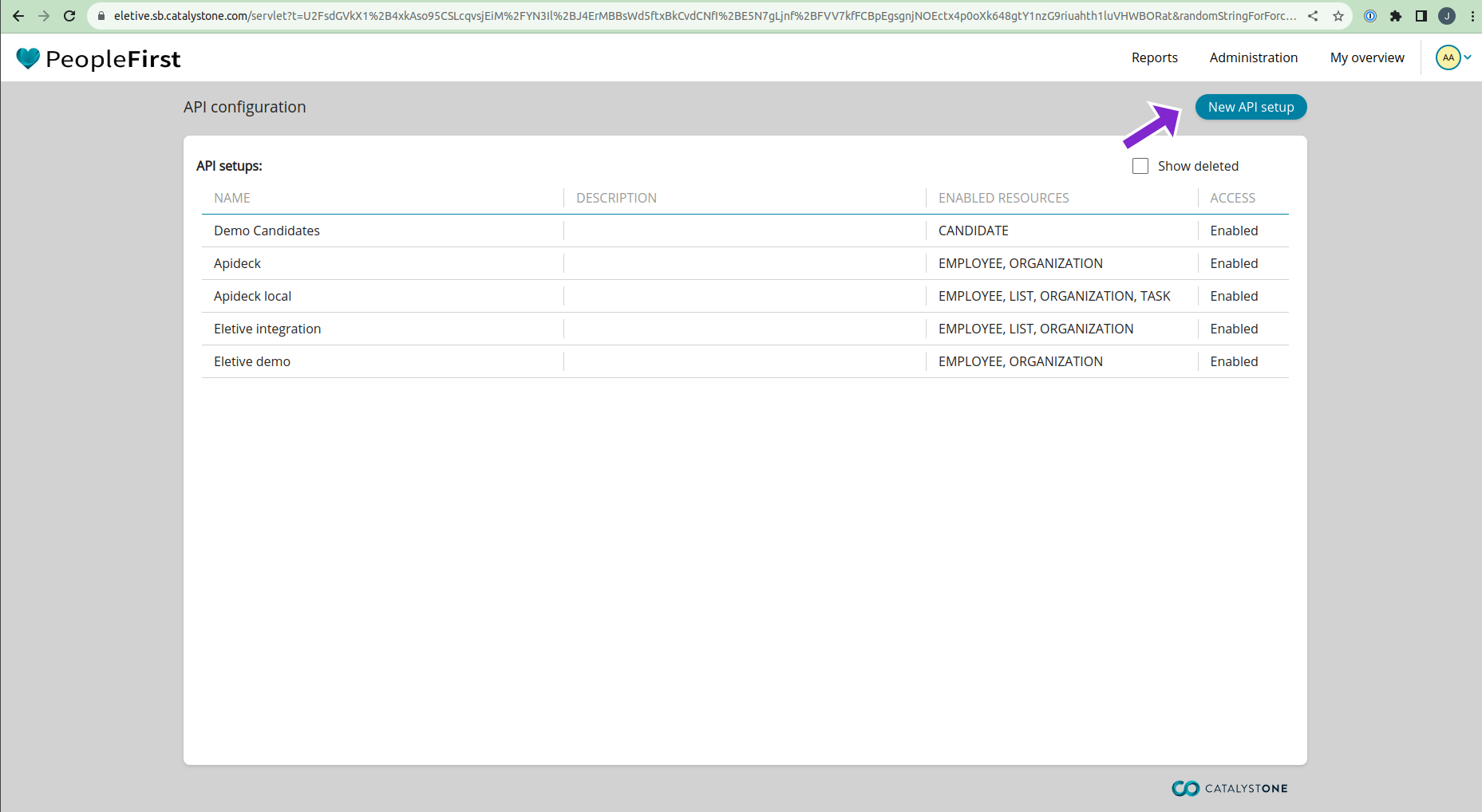 Catalystone api config