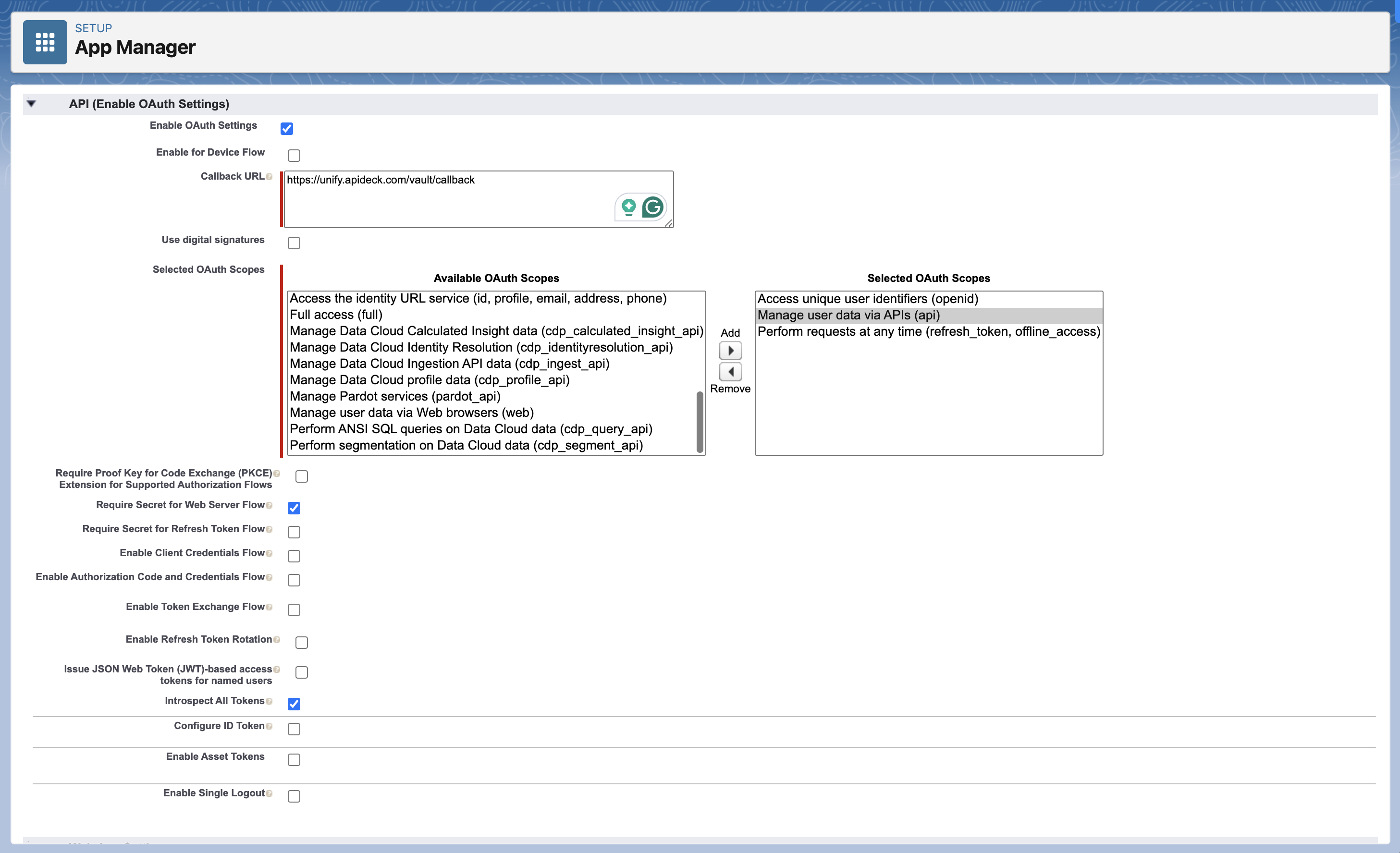 Salesforce - OAuth & Access scopes create