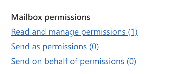 Mailbox permissions section