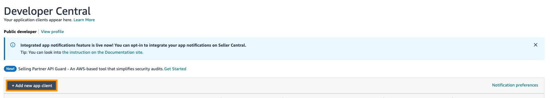 Add new app client