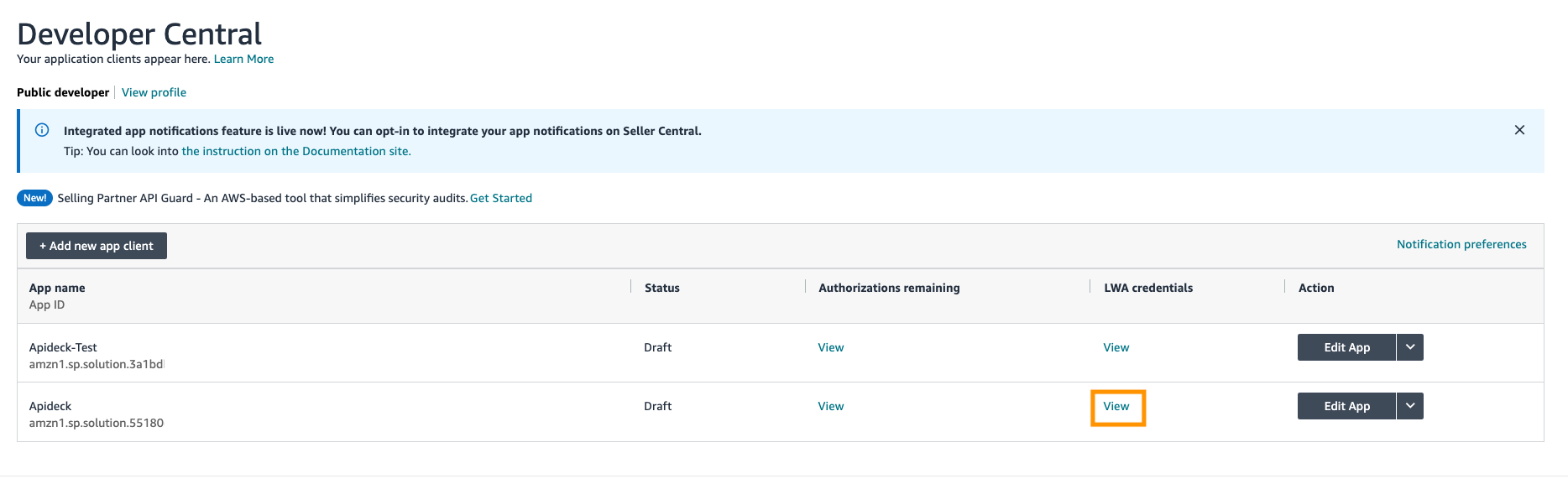 App Credentials