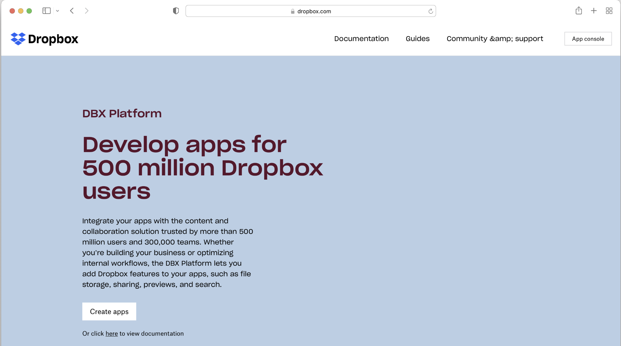 Dropbox login page