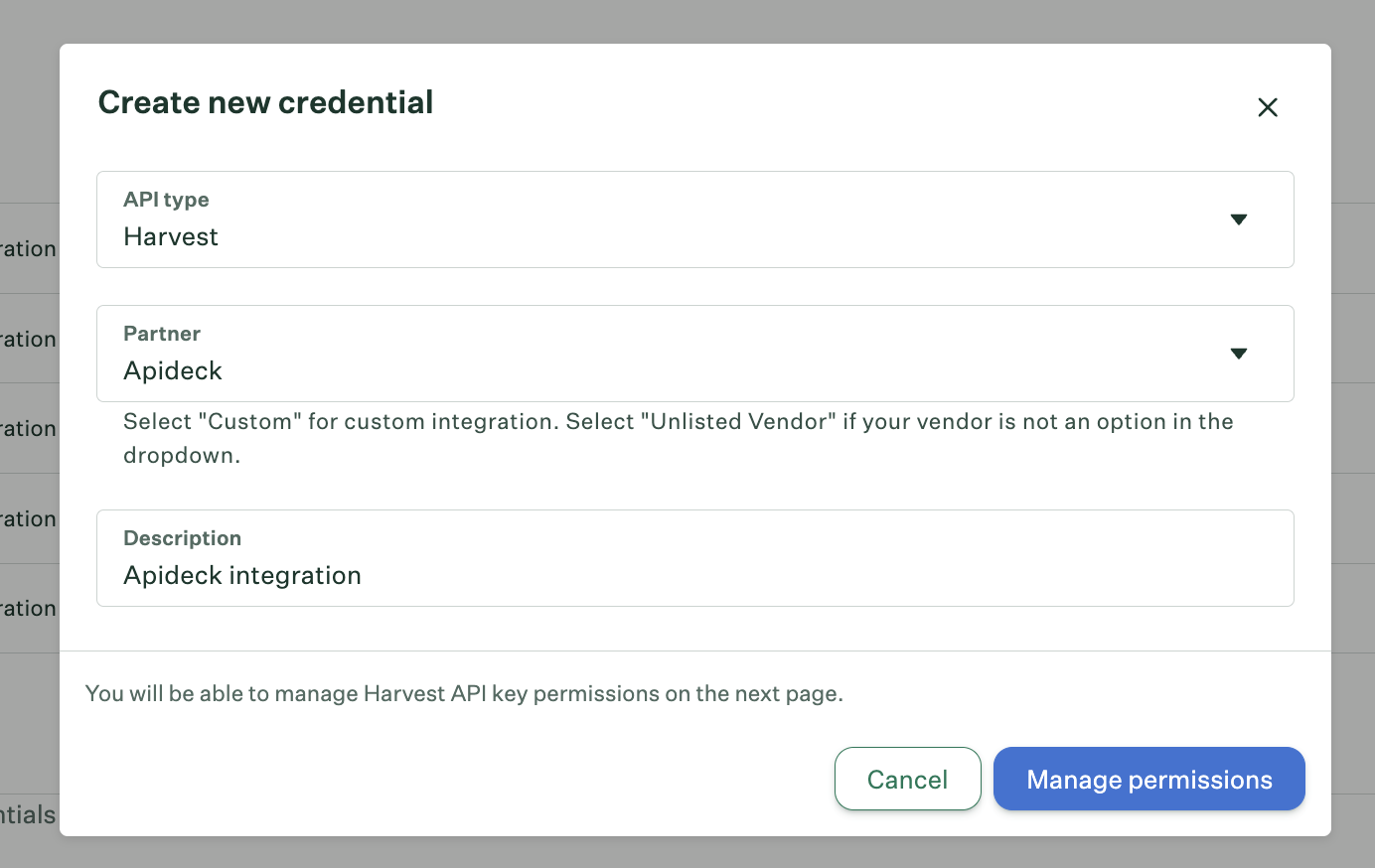 Fill out the credential form