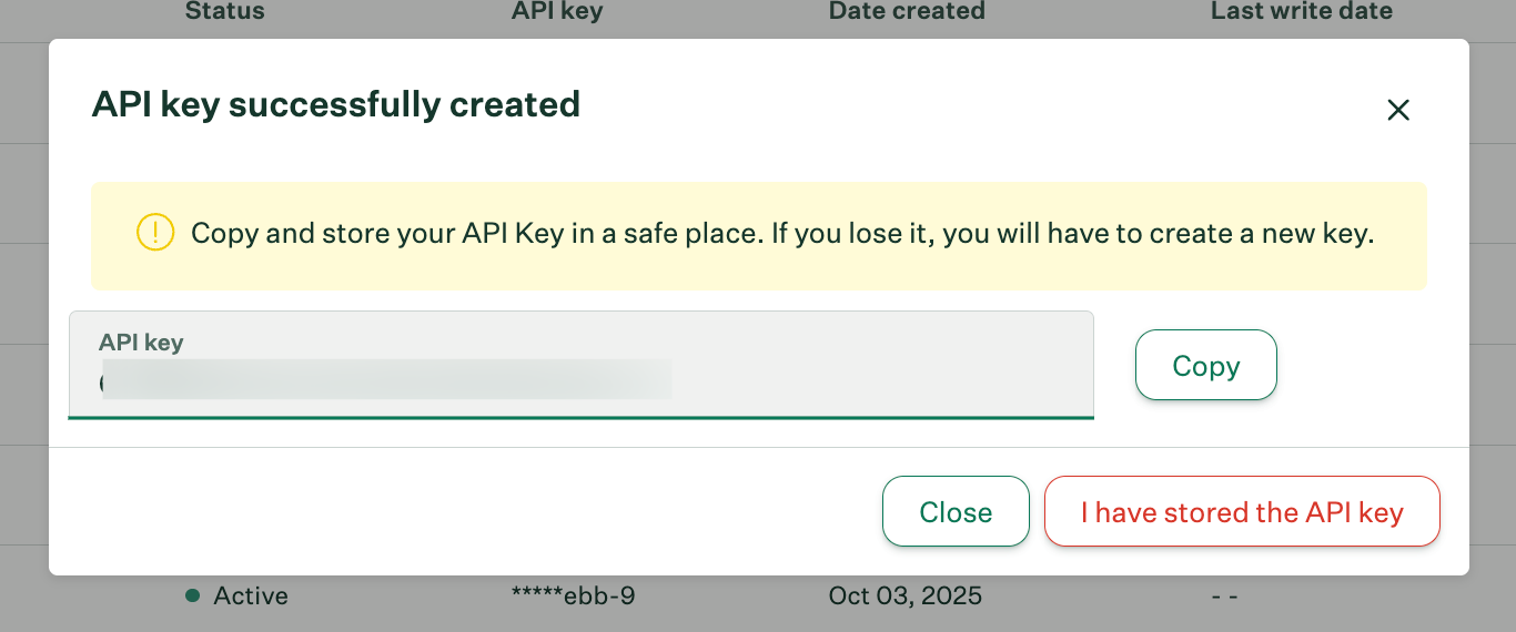 Copy API Key