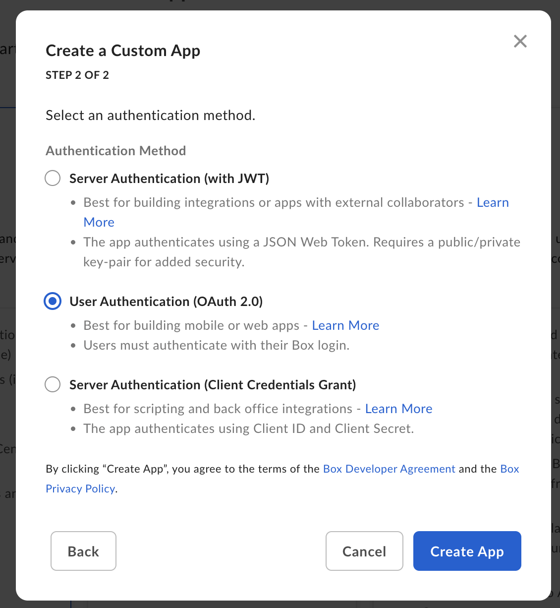 Box OAuth 2 Configuration