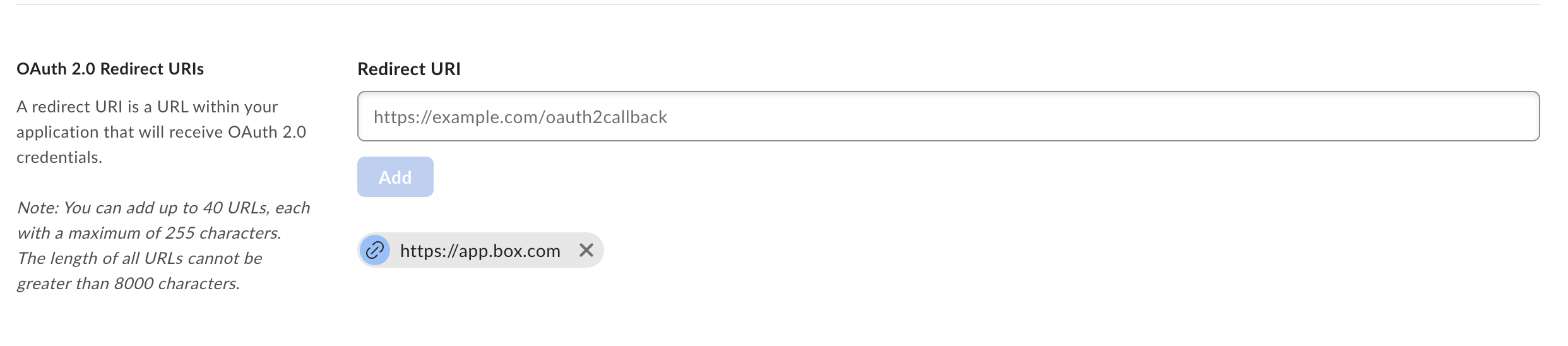 Box Redirect URI Configuration