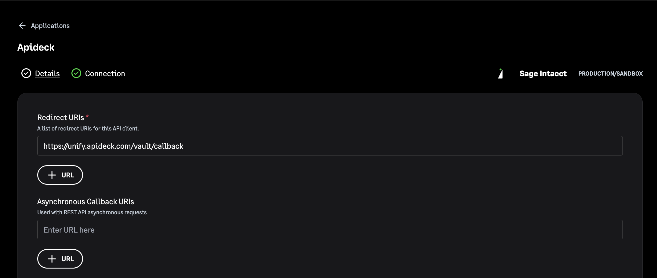 Sage Intacct REST - Add Redirect URI