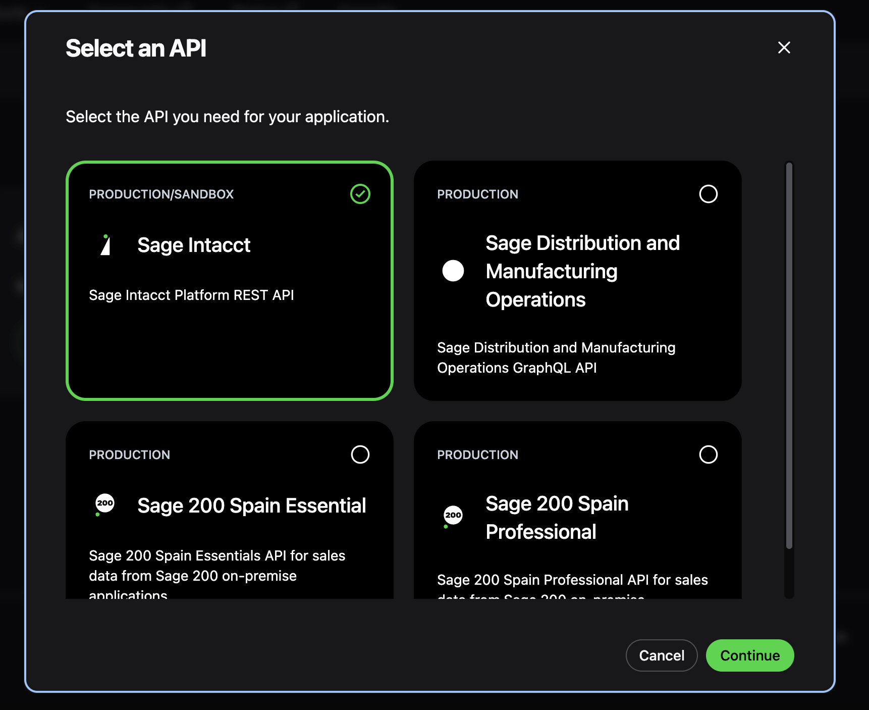 Sage Intacct REST - Create Application