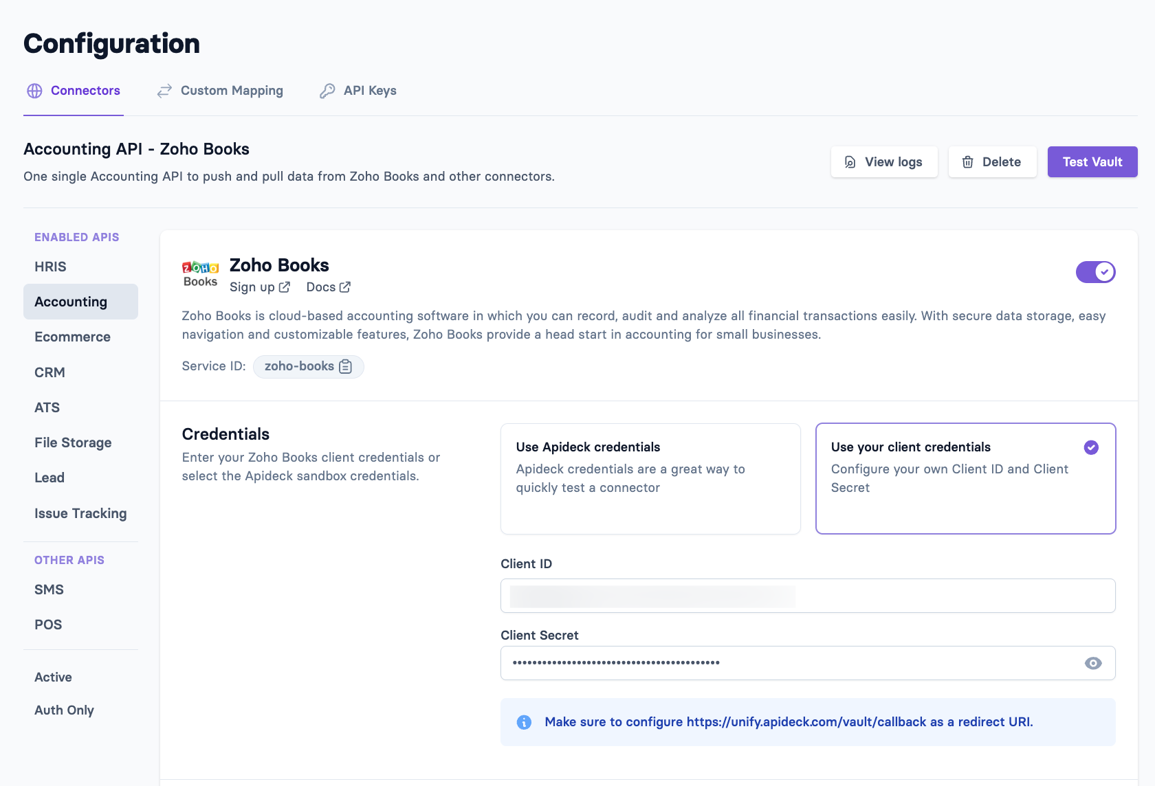 Apideck - Configure Connector