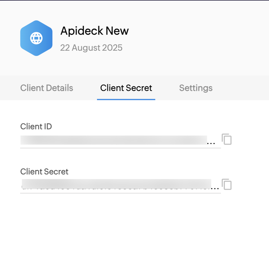 Zoho - Copy Credentials