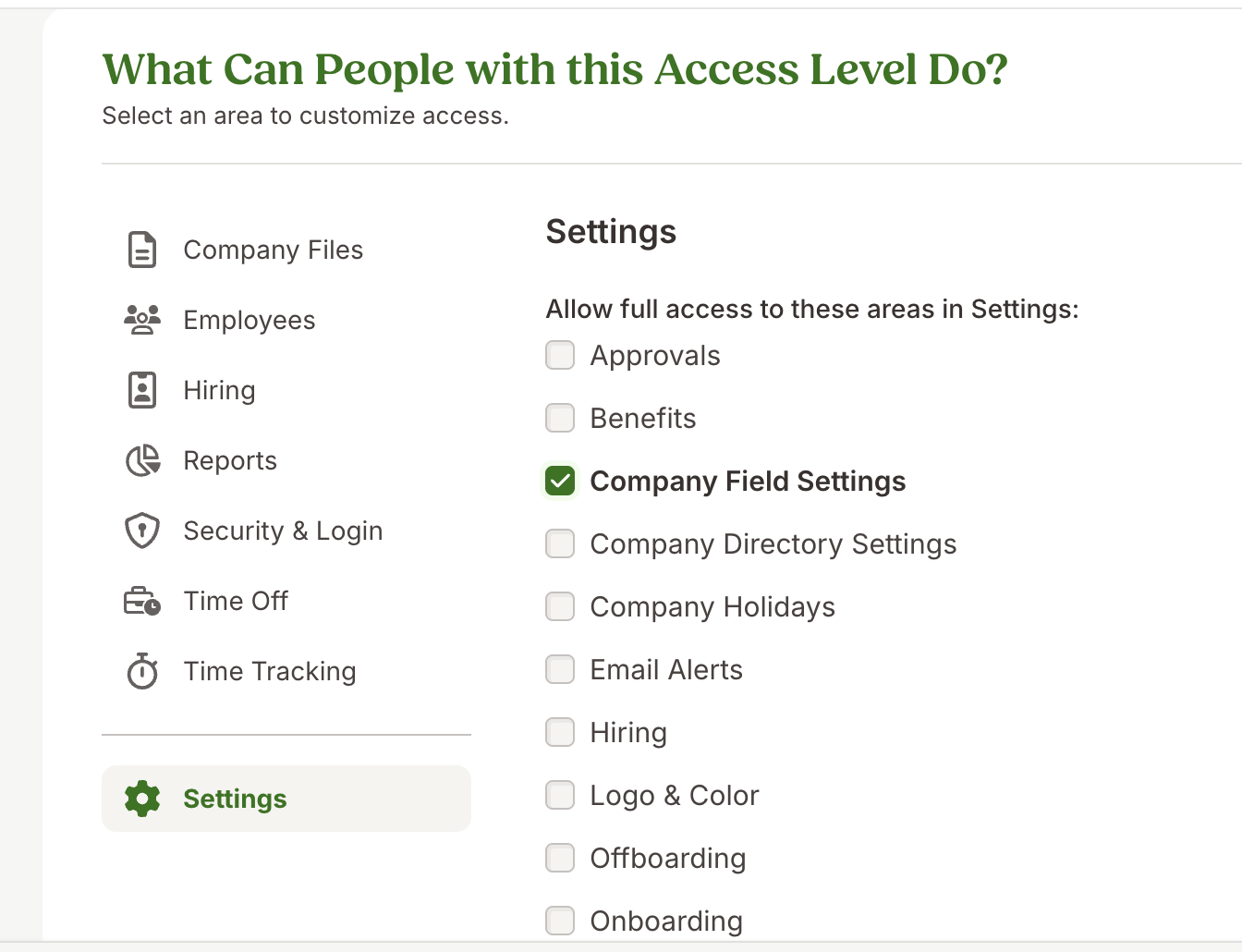 Company Field Settings