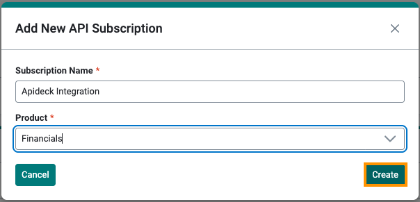 Create API Subscription