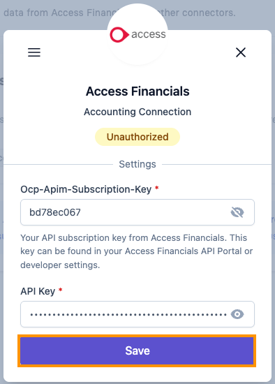 Access Financials Vault Form