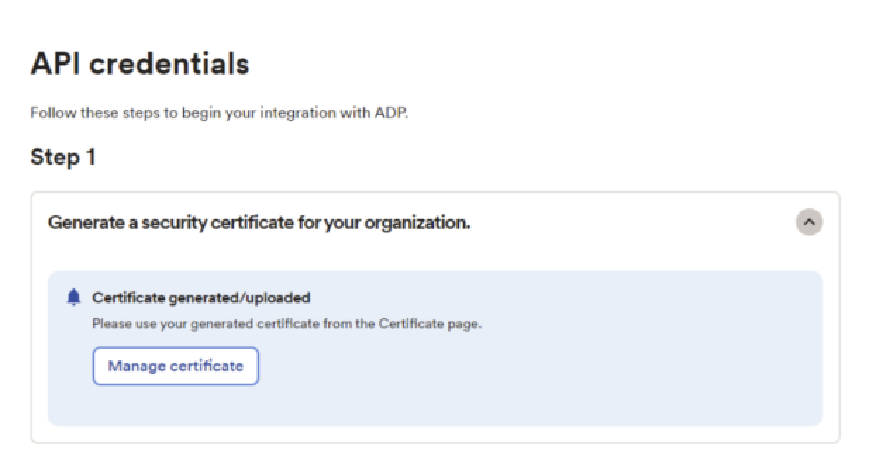 ADP API Central - Generate Certificate