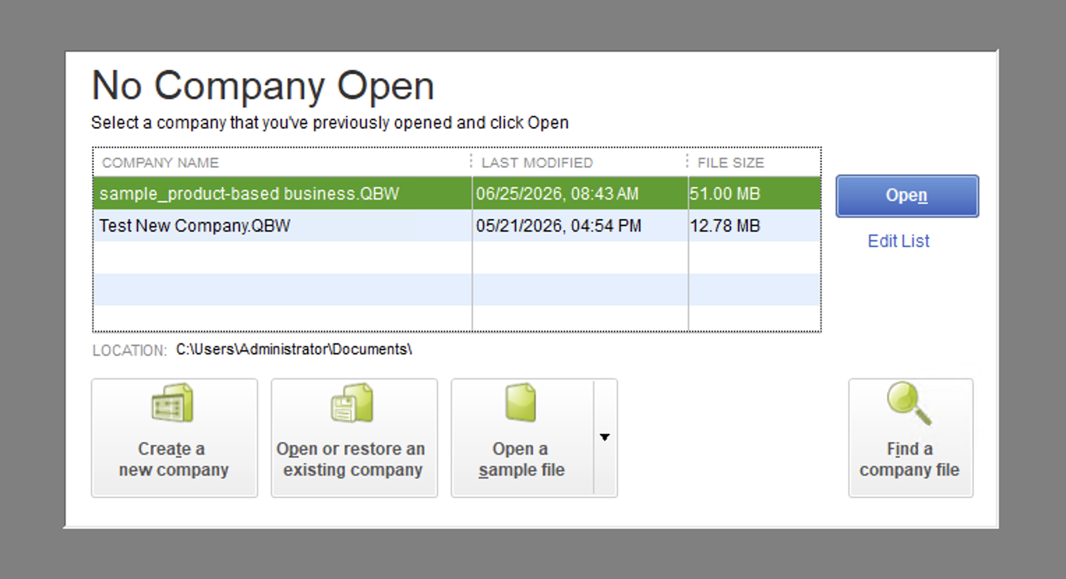 Open the company file you want to connect in QuickBooks Desktop