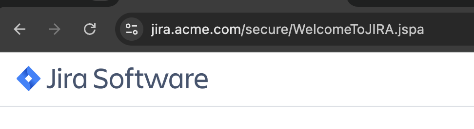 Jira Data Center base URL in the browser address bar