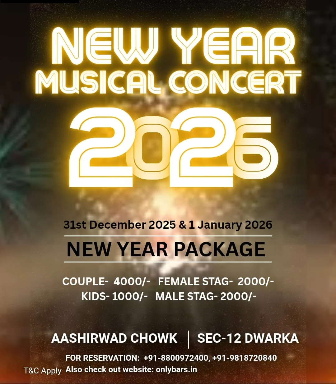 New Year Musical Concert 2026 at Only Bar Dwarka – A Family-Friendly Celebration