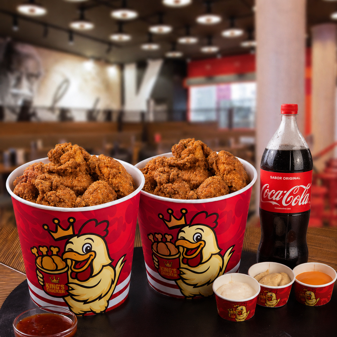 Popcorn chicken com fritas King's Chicken