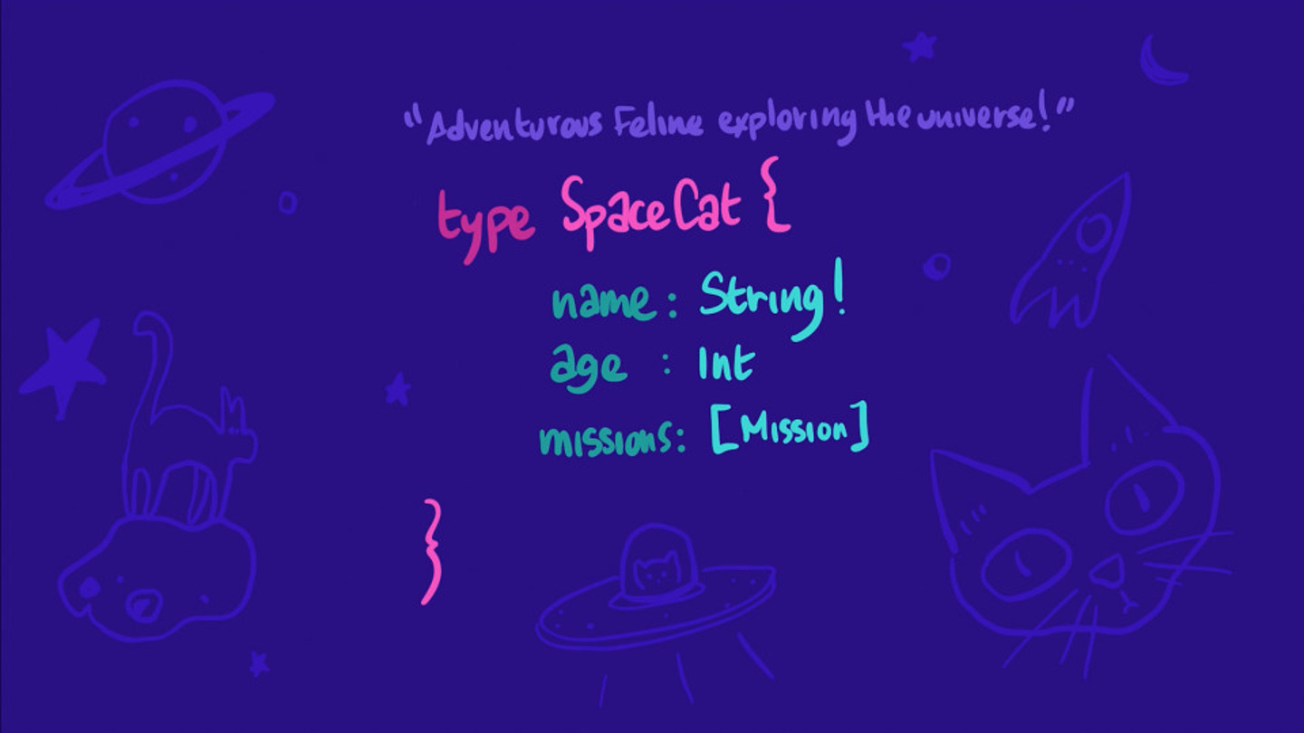 A doodle of the SpaceCat type with its description and fields