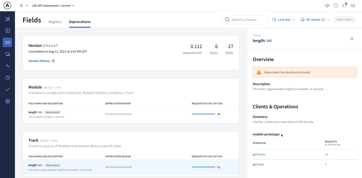 Screenshot of the Operations page in Apollo