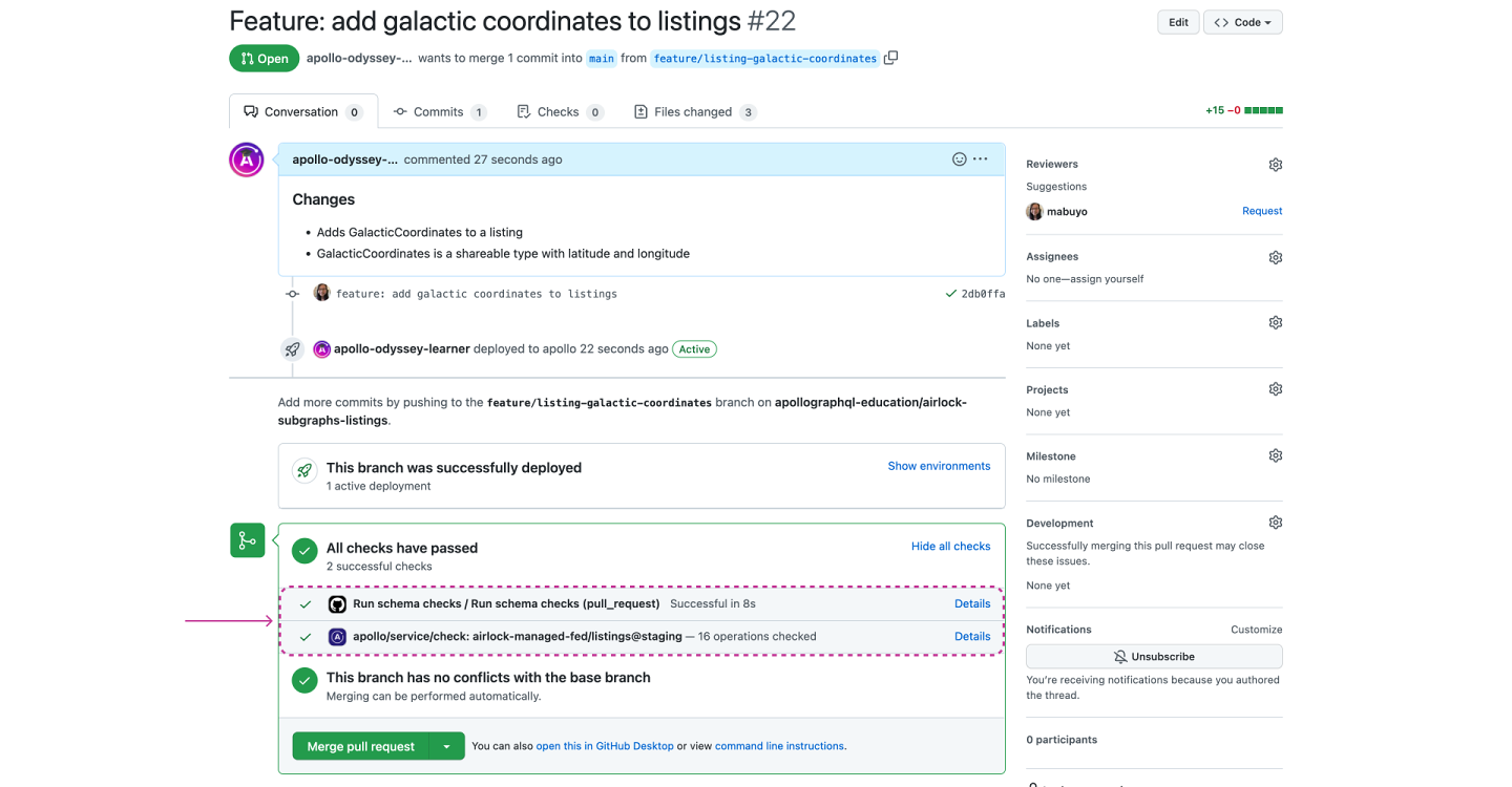 Screenshot of GitHub PR showing passing checks