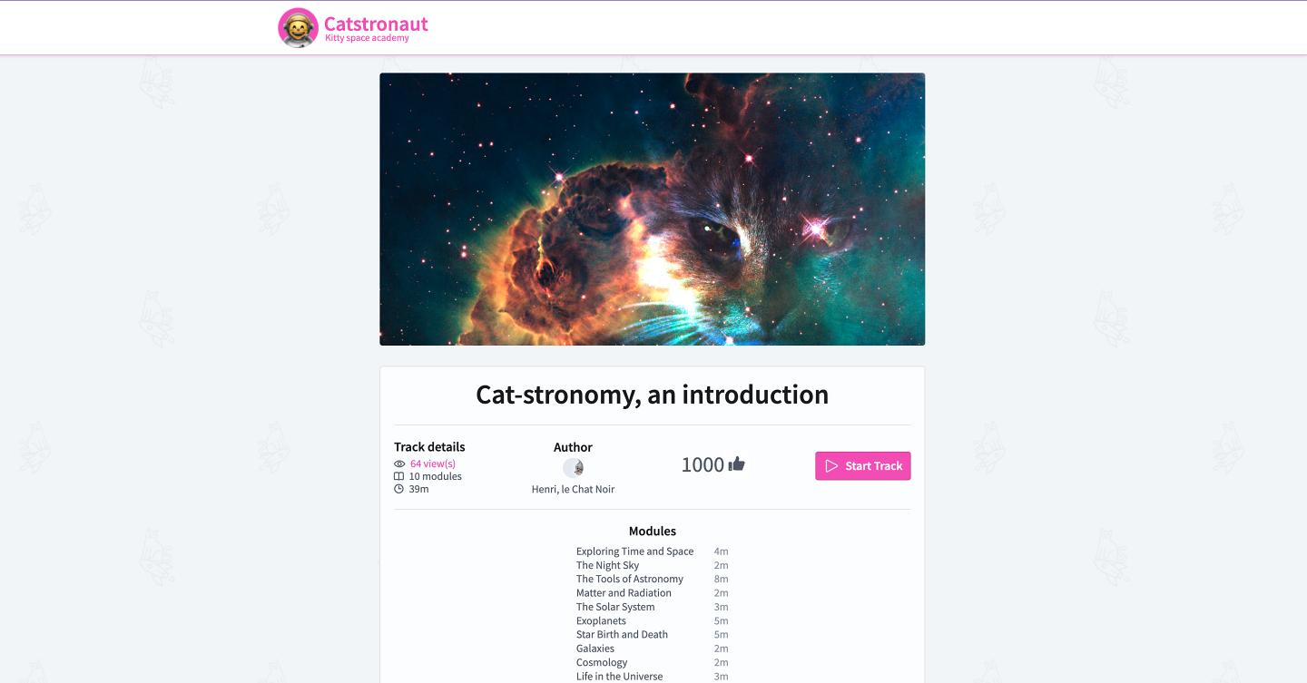 Track details page with likes showing