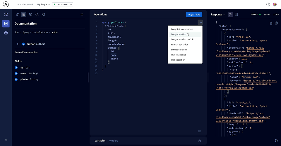 copy query in apollo explorer
