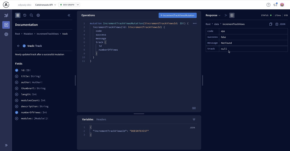 Screenshot of the Explorer showing a 404 response