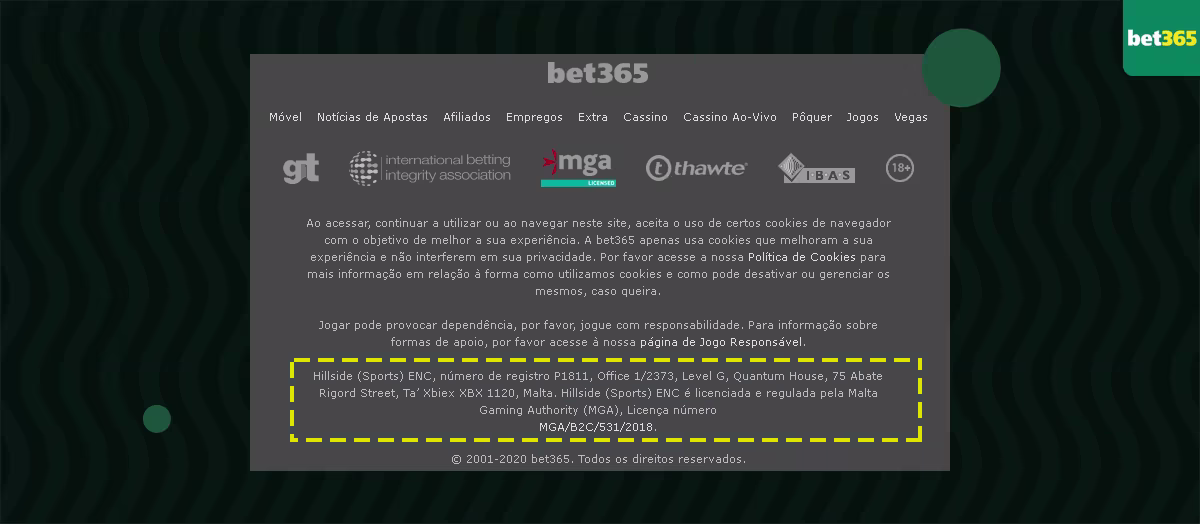 certificado internacional bet365