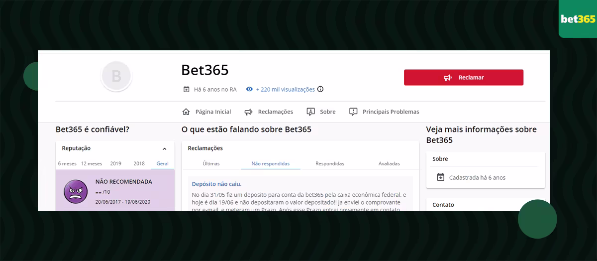 bet365 nota reclameaqui