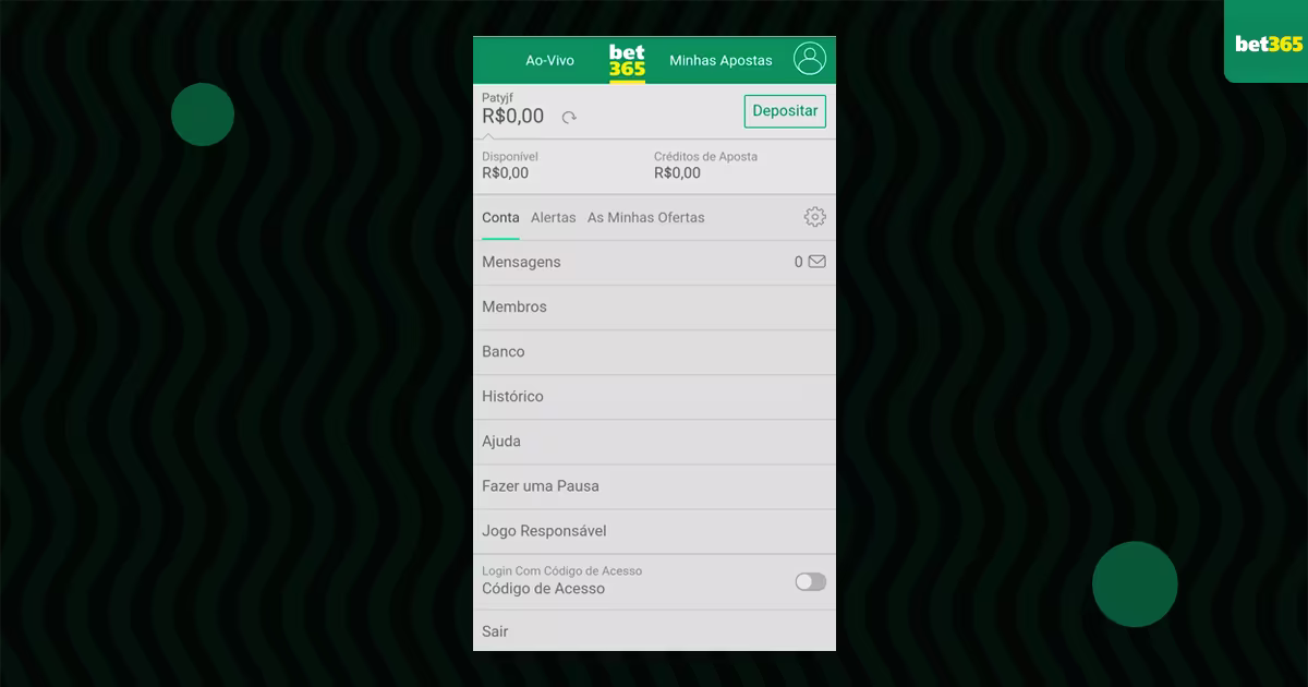 tela dados bancarios bet365