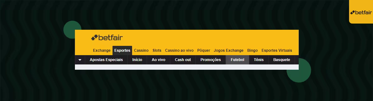 menu de apostas betfair