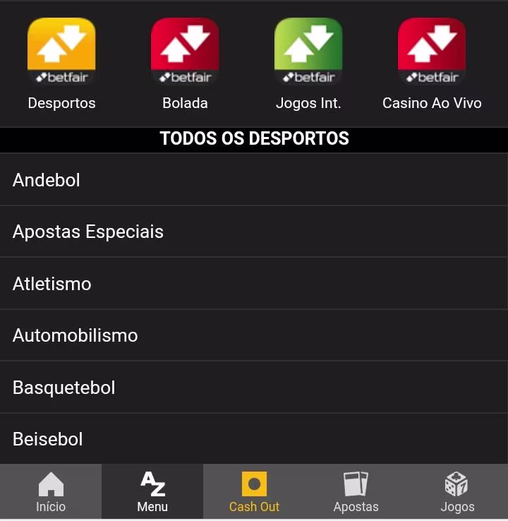 esportes para apostar betfair