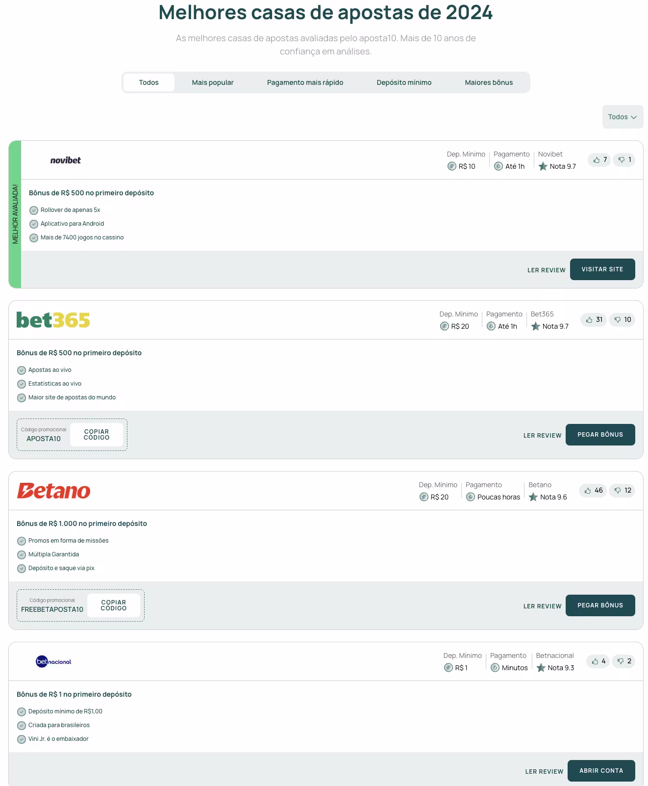Printscreen melhores plataformas de apostas do site do aposta10