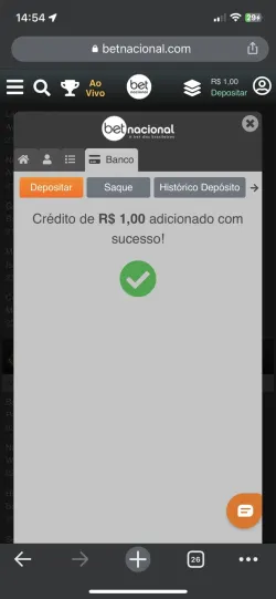 Depósito realizado Betnacional