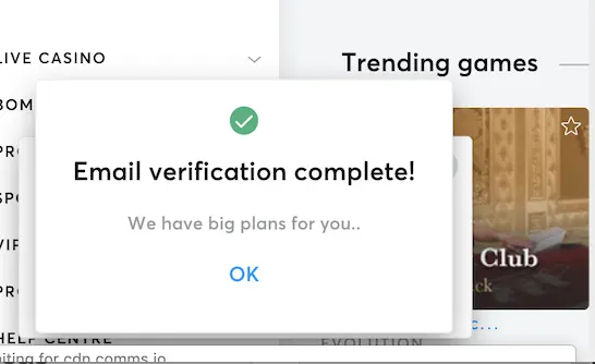 verificação de e-mail completa