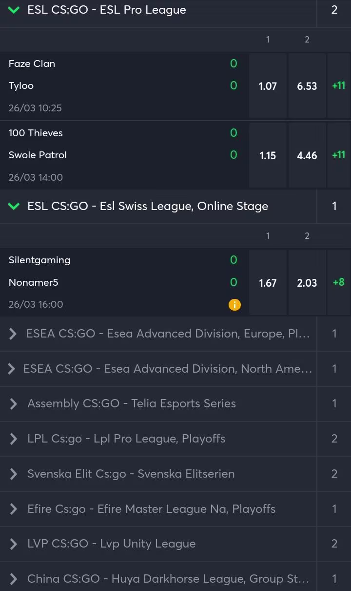 sportsbet odds csgo