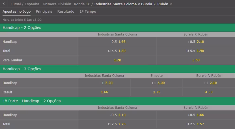 odds bet365 esoanhol de futsal