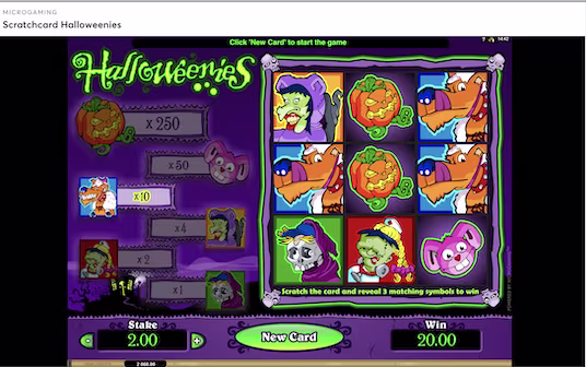 scratchcard halloweenies