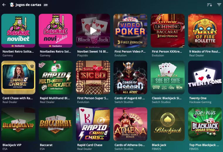 Jogos de cartas Novibet Casino