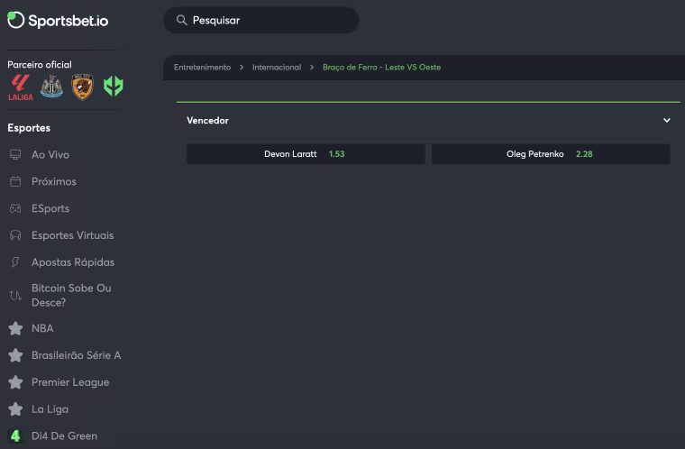 printscreen sportsbet io apostar duelo braço de ferro