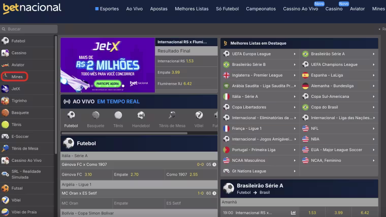 printscreen mines betnacional jogar