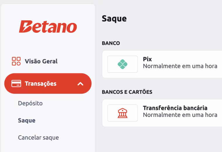 sacar com pix na betano