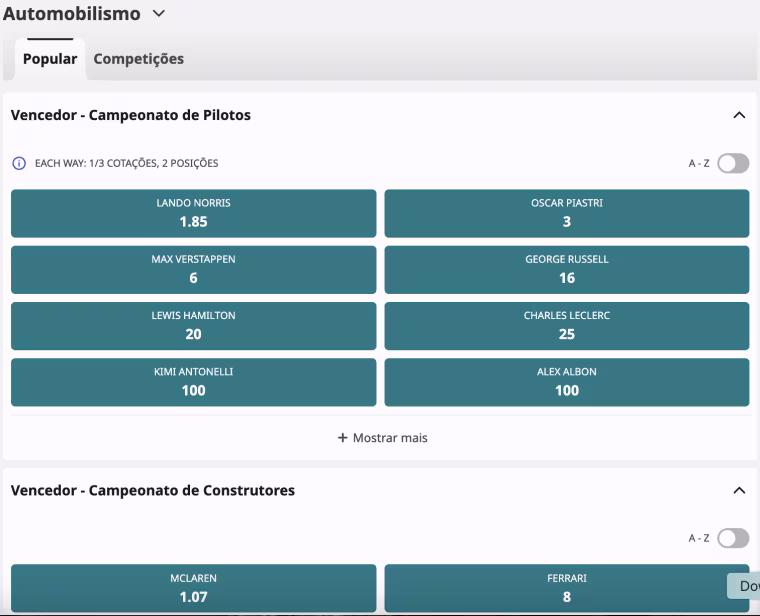 apostar no campeao da formula 1 2025