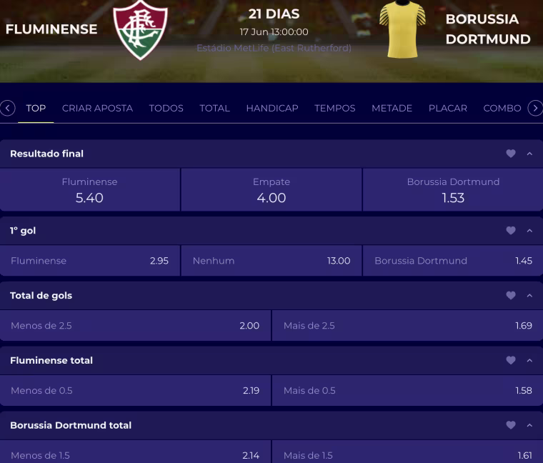 onde apostas fluminense x borussia dortmund