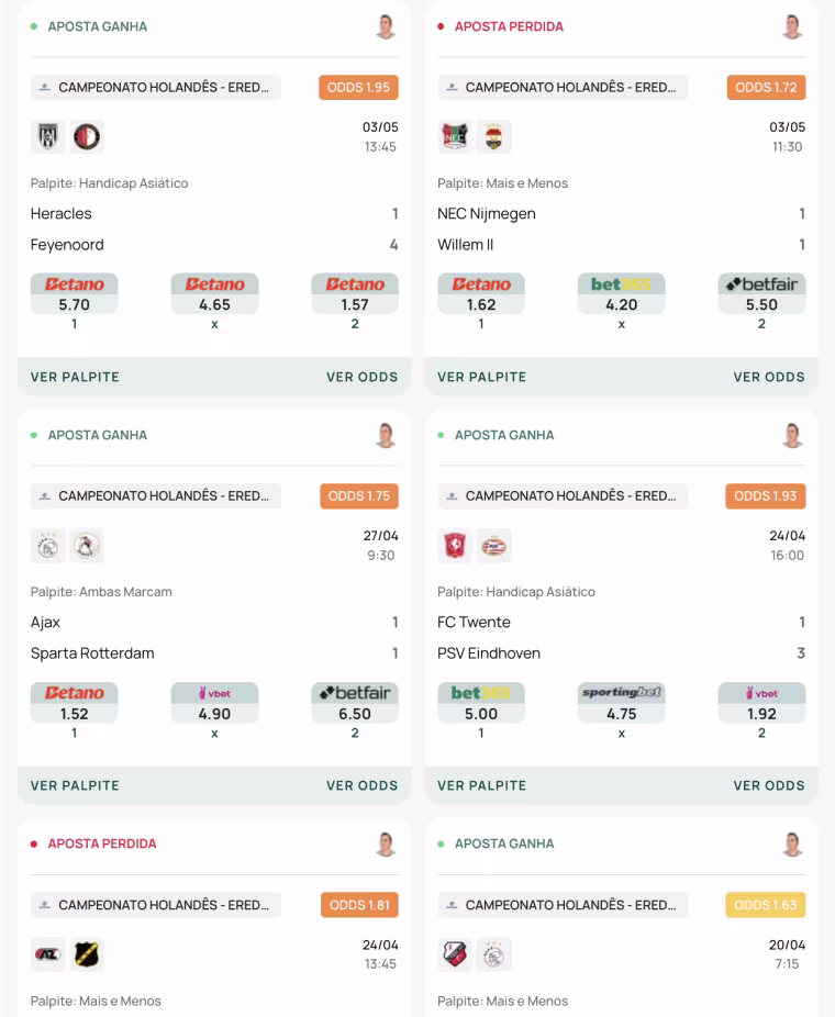 performance tipster futebol erros acertos