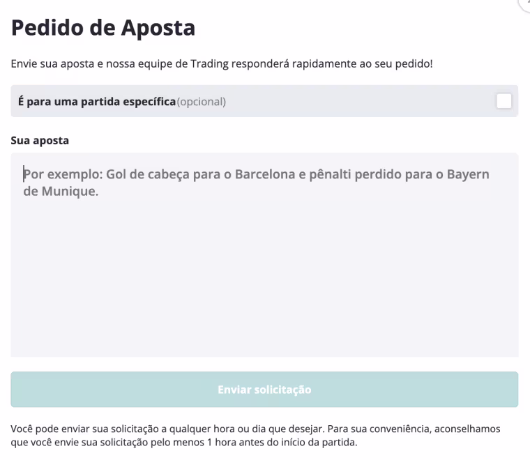 pedido de aposta na novibet