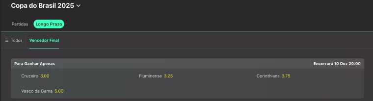 odds apostar campeao copa do brasil