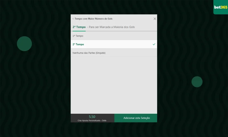maioria dos gols 2 tempo bet365
