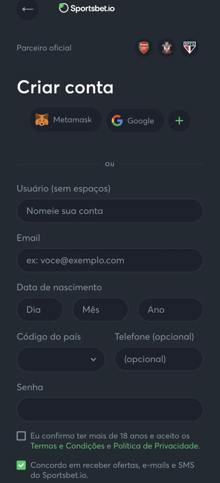 criando conta na sportsbet.io